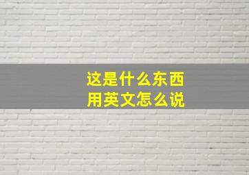 这是什么东西 用英文怎么说